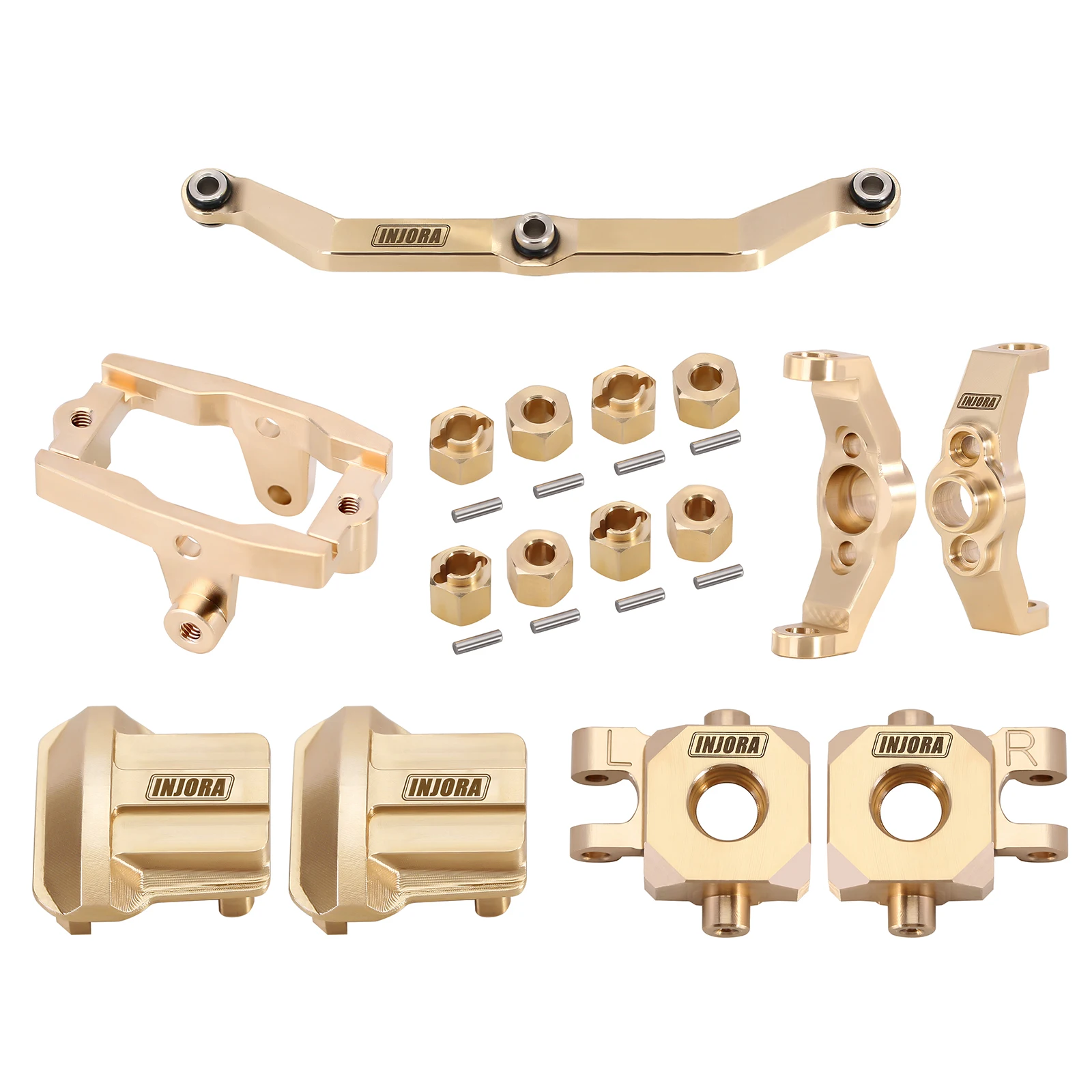 Brass Diff Cover Caster Blocks Steering Knuckle Link Extenders Wheel Hex Servo Mount for 1/18 RC Crawler Car TRX4M