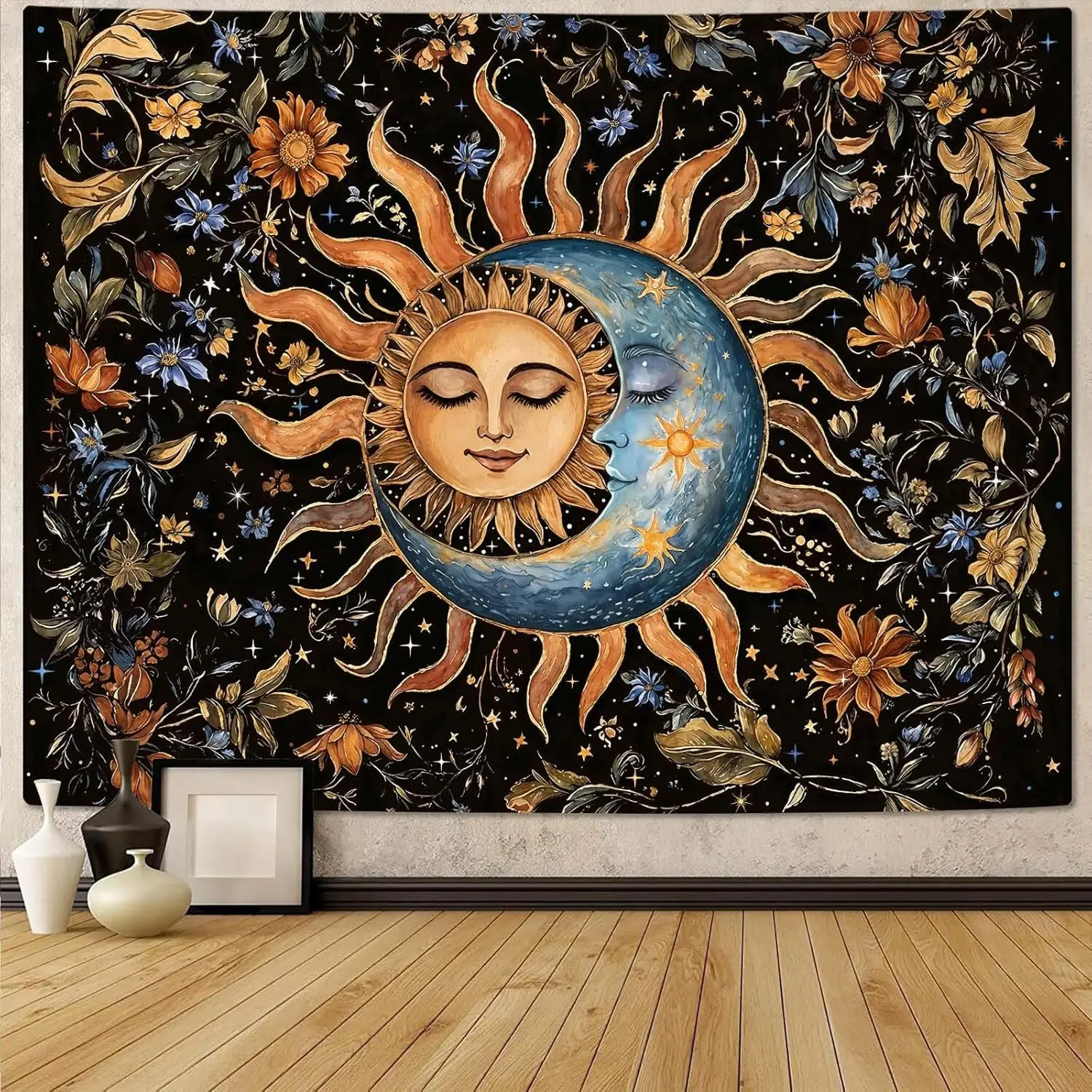 tapecaria-de-parede-de-sol-e-lua-decoracao-boho-celestial-padrao-floral-de-ceu-noturno-tema-astrologico-decoracao-de-casa-design-cosmico-sonhador