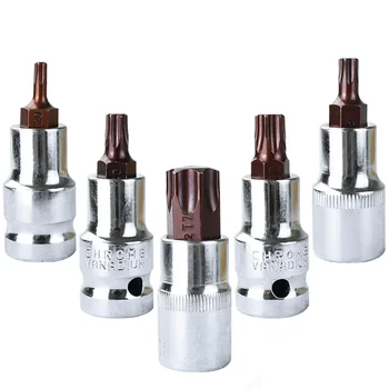 T20-T70 Torx Schroevendraaier Bit Torx Bit Sockets 1/2 inch Sockets Sleutels Gelegeerd Staal Voor Veelzijdigheid Compatibiliteit Handgereedschap