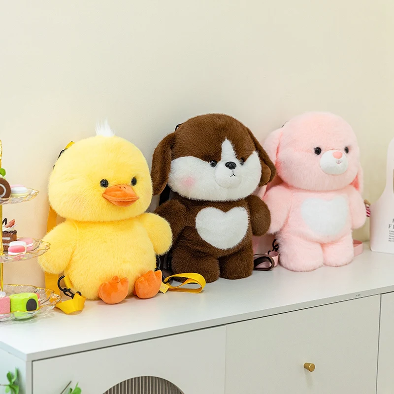 Cute Capybara Rabbit Fox Dog Duck  Backpack Super Soft  Kawaii  Animals Toys Cartoon  Birthday Christmas Gifts for Girls Boys