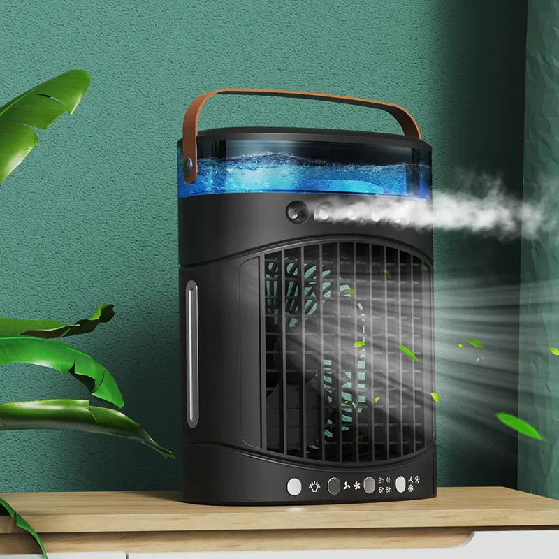 Multi-function Air Conditioning Cooling Fan Mini Desktop Spray Refrigeration Night Light USB Charging Humidification
