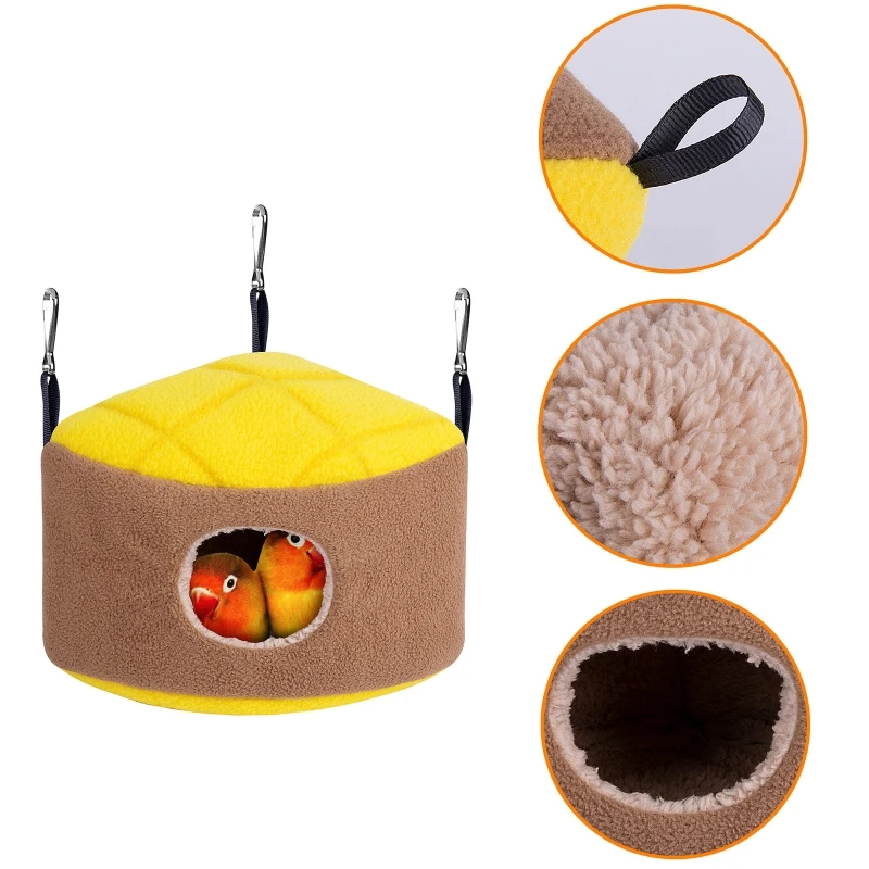 Parrot Hanging Hammock Winter Warm Nest Plush Hideout Snuggle to Sleep for Play Rest for Parakeet Sugar Glider B03E