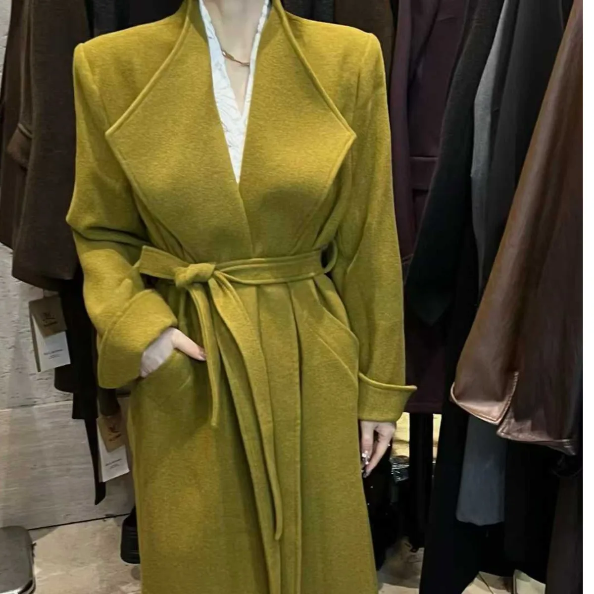 

BJTZ Women's Classic Wool Coat, Casual Solid Color Notched Lapel, Elegant Designer High-Quality Autumn Winter Clothing