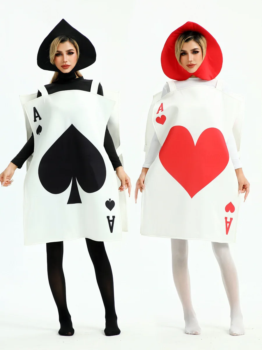 

Adult Alice In Wonderland Fairy Tale Set Halloween Playing Cards Peach Heart A Cosplay Costume Carnival Party Funny Dress Up New
