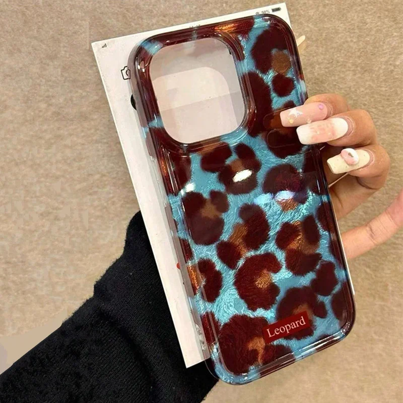 Phone Case For iPhone 16 15 14 13 11 12 Pro Max X XR XS Max 7 8 Plus SE2 Korean Cute Leopard Print Gradient Patern Lovely Cover