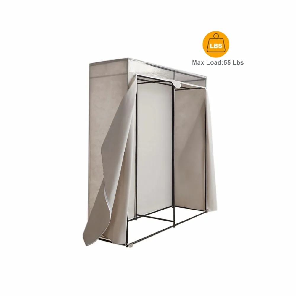 خزانة ملابس واسعة جدًا بسحاب من طبقة فولاذية واحدة للبالغين، 60 بوصة، رمادي خفاف