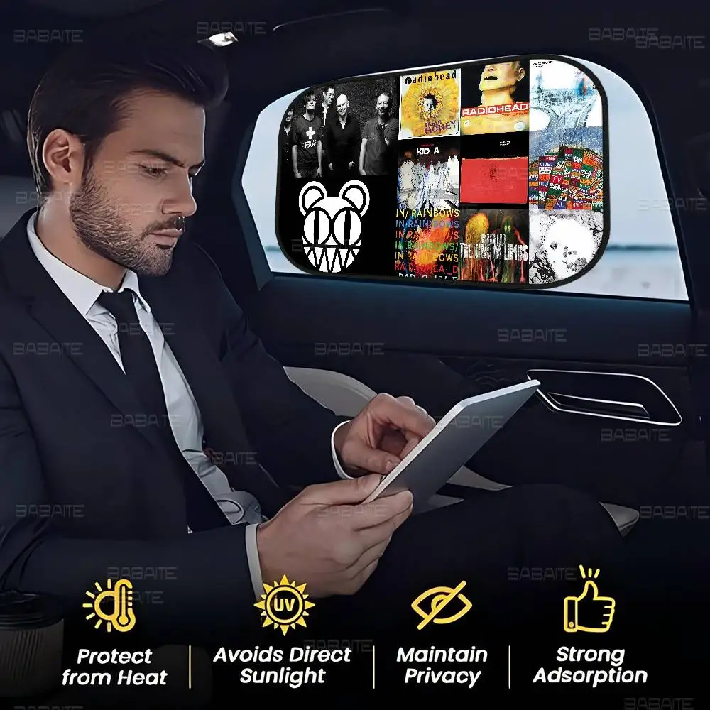 Radioheads الموسيقى الفن 1 قطعة نافذة ظلة غطاء للأطفال العالمي سيارة طوي سيارة الشمس الظل غطاء UV حماية الستار الجانب #5