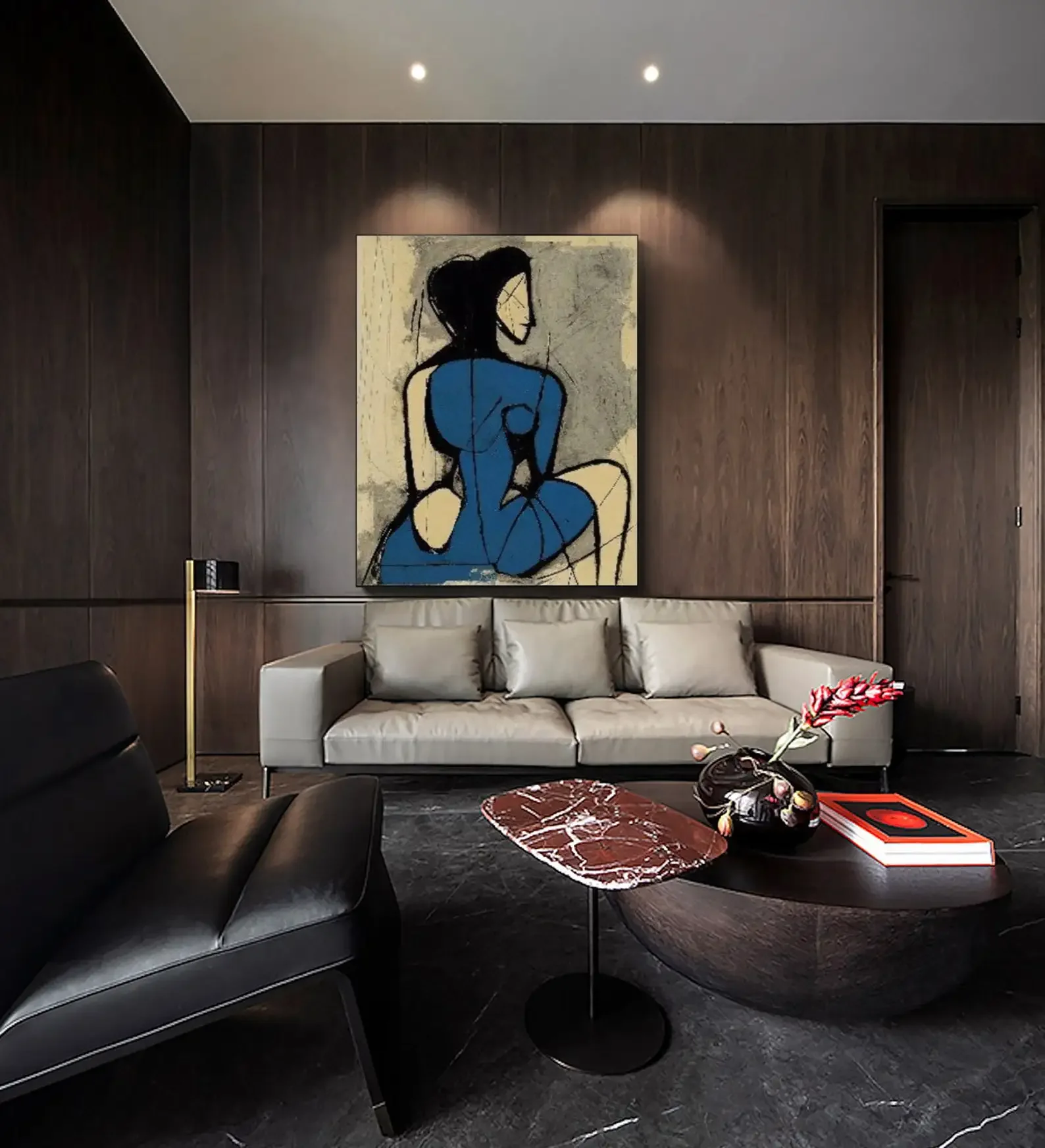 Frameless Canvas Painting Mhemyo Original Abstract Canvas Wall Art Large Geometric Hand Painted Figure Painting On Canvas Minima
