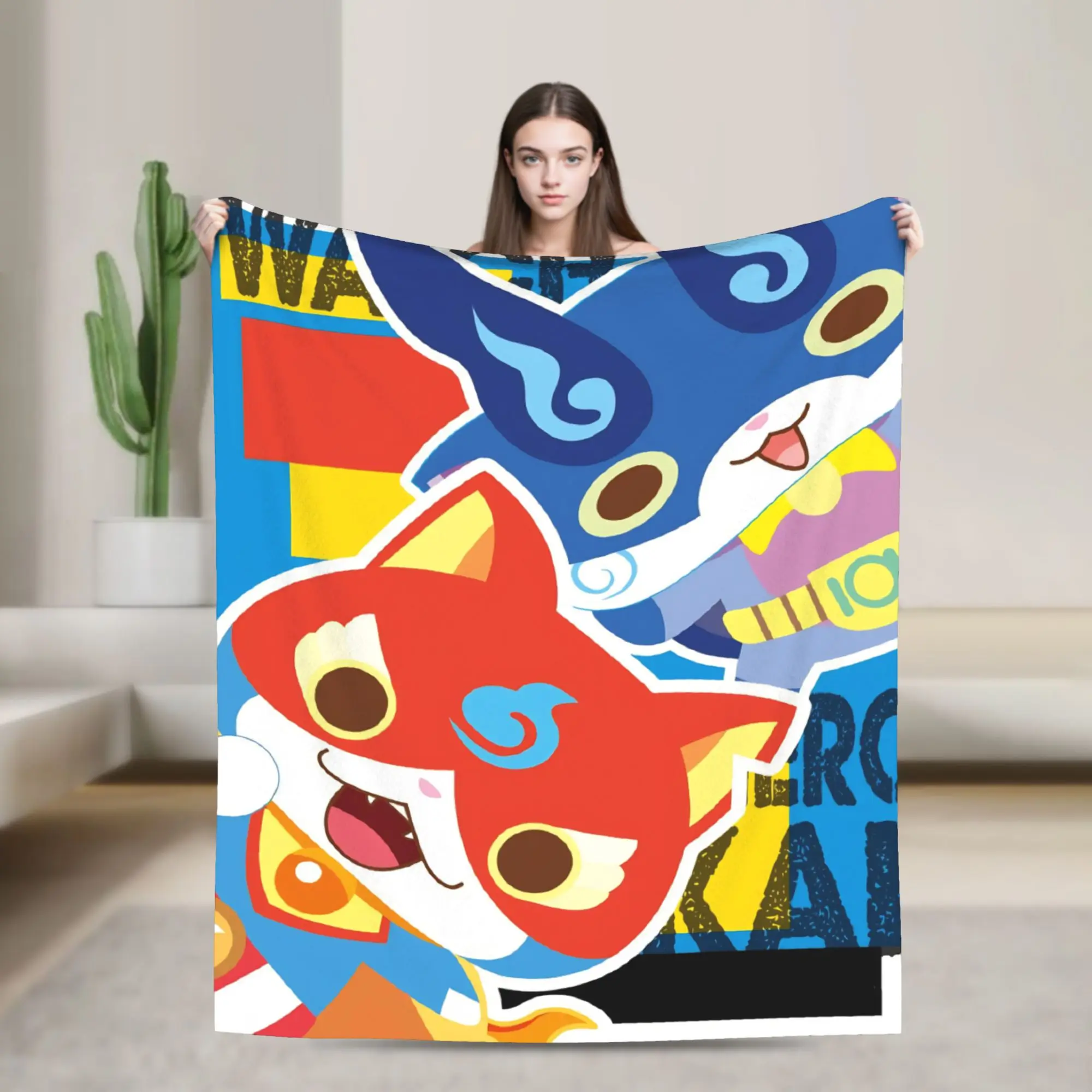 Yokai Watch Game Blankets Jibanyan Komasan Flannel Novelty Warm Throw Blanket for Home All Season