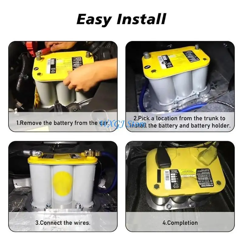 

37JE Battery Relocation Holder Tray/Hold Down Mount Bracket For Optima D34 34/78 Battery Size Car Battery Tray