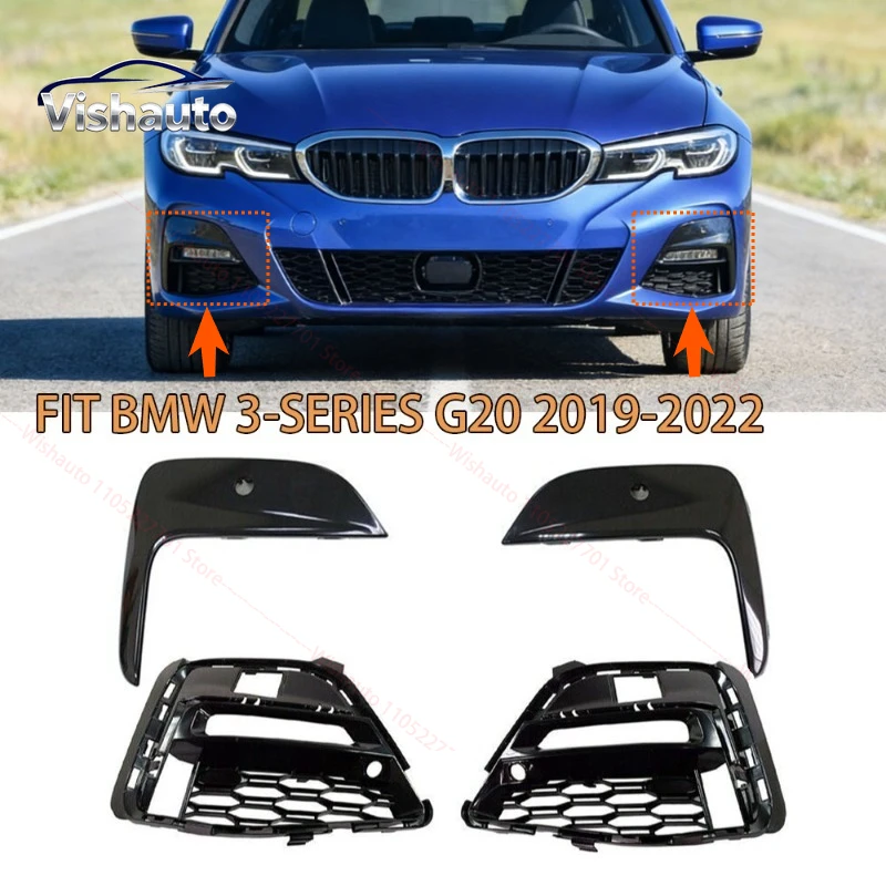 フロントバンパーフォグライトグリル-51118069371-51118069372-51118089207-51118089208-bmw-3シリーズ-g20-330i-330e-m340i-2019-2022用