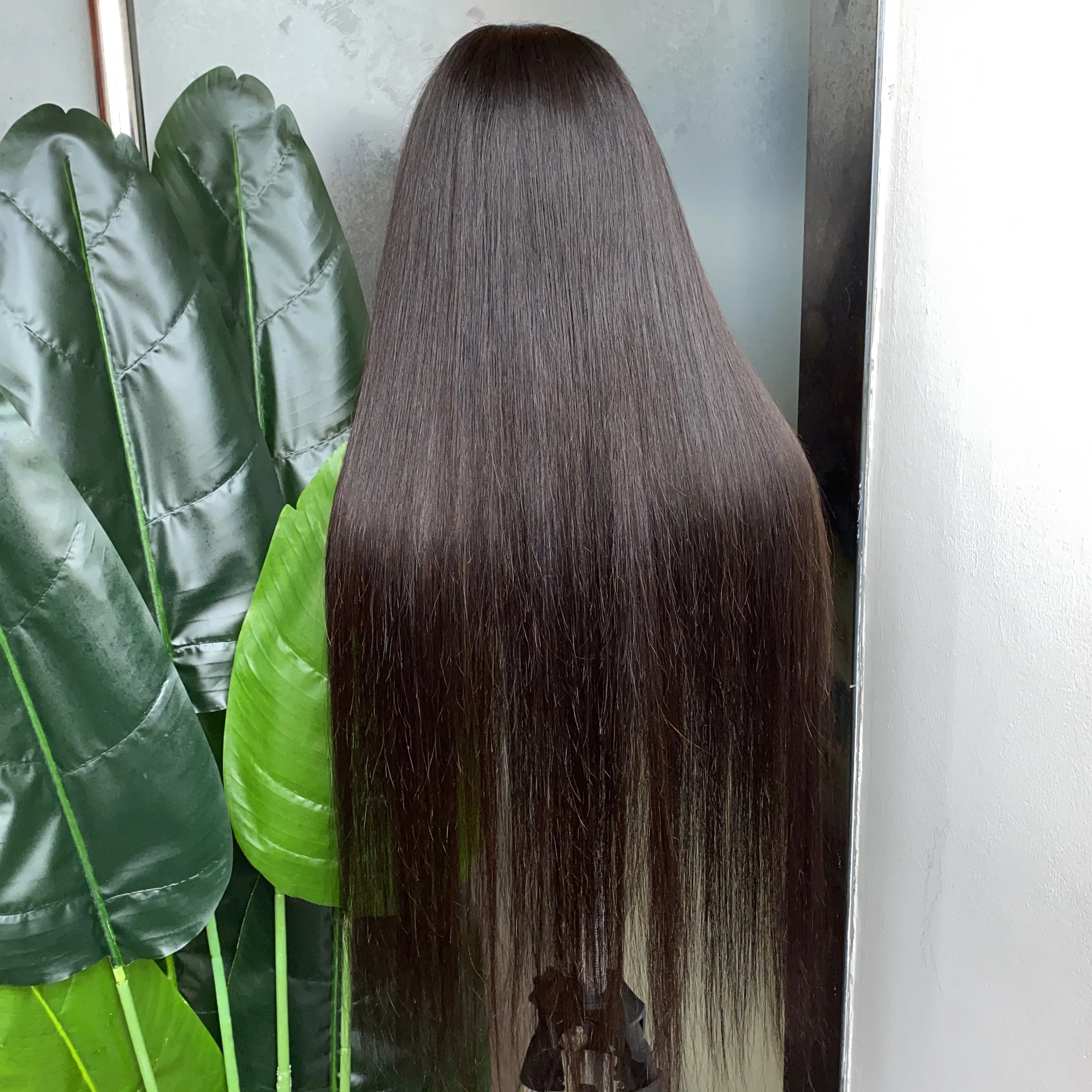 

Natural black Color Straight 4x4 HD Lace closure Wig 100% Human Hair with Natural Hairline