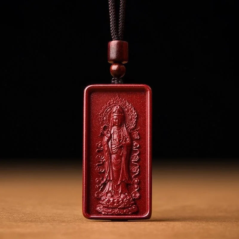Authentic-Sitting Bodhisattva Pendant Necklace Purple Gold Sand Guanyin Ornament