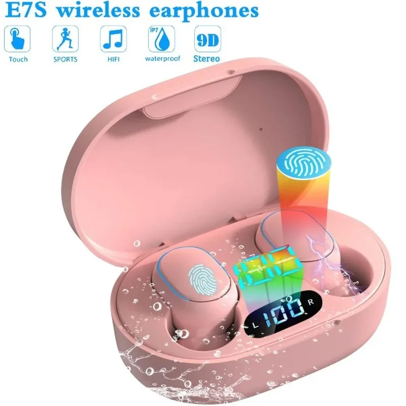 E7S TWS Wireless Headphones 5.0 Bluetooth Earphones HIFI Lossless Sound Headsets Sport waterproof Earbuds For all Smartphones