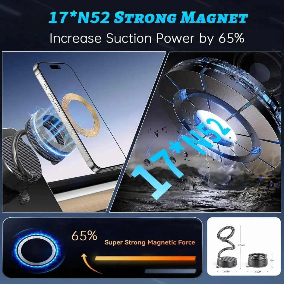 سيارة 360 °   قابل للتعديل لوحة القيادة حامل الهاتف المغناطيسي للسيارة Magsafe آيفون 17 16 15 14 13 12 برو ماكس كوب شفاط المكنسة الكهربائية قوس