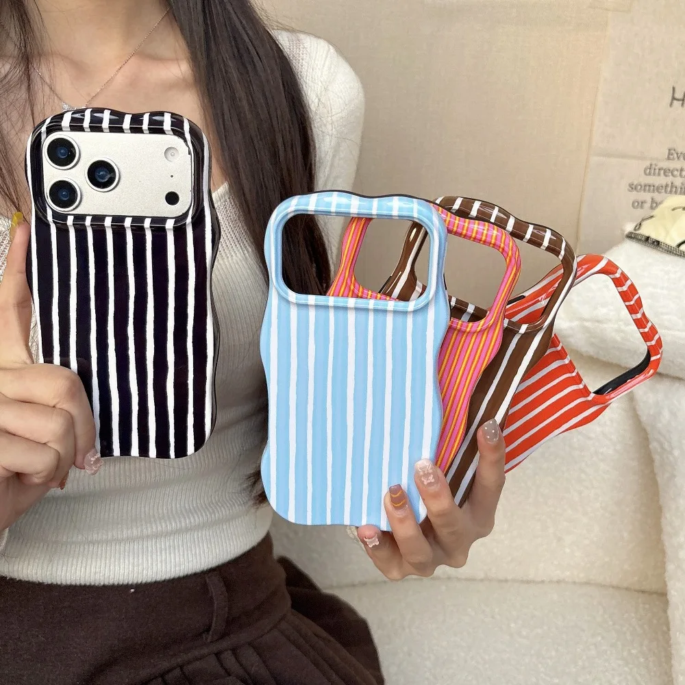 

Fashion Back Stripe Pattern Phone Case for iPhone 13 14 15 16 17 Pro Max with Protective Cover