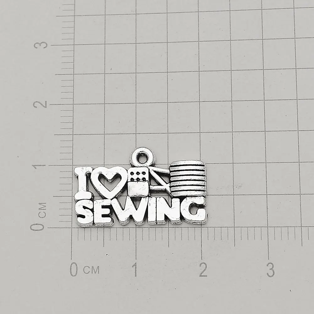 5-50pcs/lots Antique Measure Tape Love Sewing Needle Charms Scissors Yarn Pendants For Diy Needlework Jewelry Making Supplies - view 6