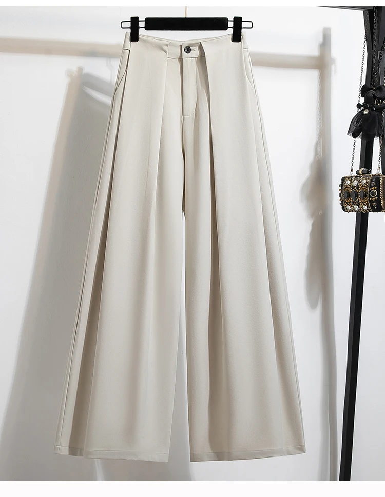 

Casual High Waist button Ruched loose Chic Tube Full Length Pants Korean Fashion Office Lady Basics Plus Size Clothing
