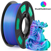 Tricolor Silk PLA 3D Printer Filament, 1.75mm Multicolor 3D Printing Filament, Red&Blue&Green Filament, 250g (0.55lbs)