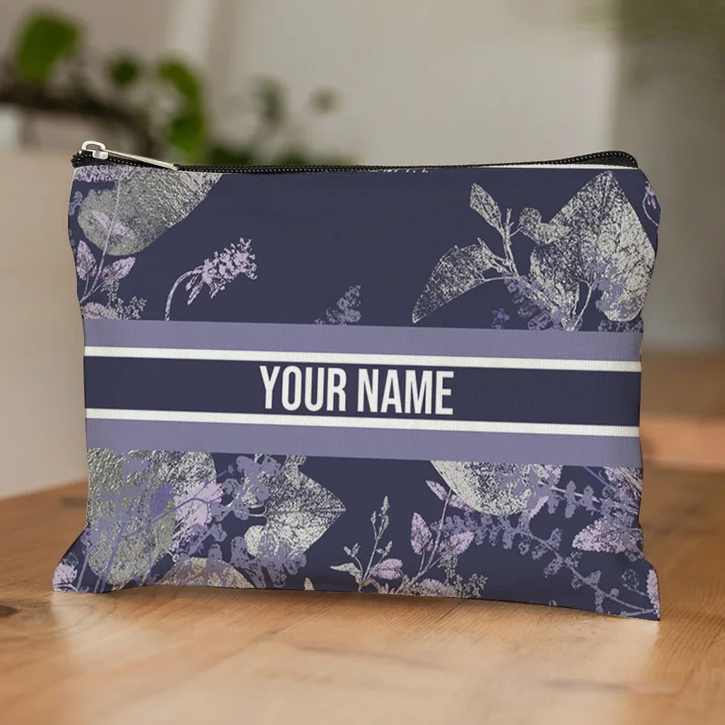 Custom Name Travel Cosmetic Organizer Women Office Supplies Storage Pouch Canvas Personalized Gift Makeup Bag Pencil Case Purse