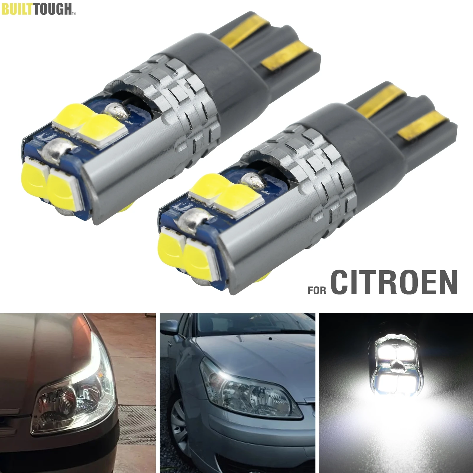 2x Crystal White Wedge Bulbs Car LED Side Lights 12V For Citroen Berlingo C1 C2 C3 C5 C6 C8 C4 Aircross Berlingo DS3 Accessories