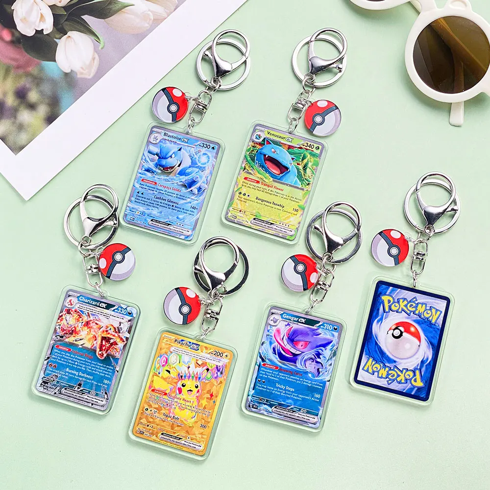 Pokémon Characters Pikachu Bulbasaur Jigglypuff Acrylic Car Keychain Accessories Bag Charm Key Holder Backpack Pandent Keyring