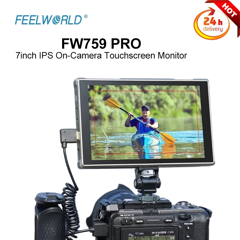 FEELWORLD FW759 PRO 7-дюймовый полевой видеомонитор с камерой 1280x800 IPS сенсорный экран 4K HDMI-совместимый Peaking Focus HD ЖК-монитор