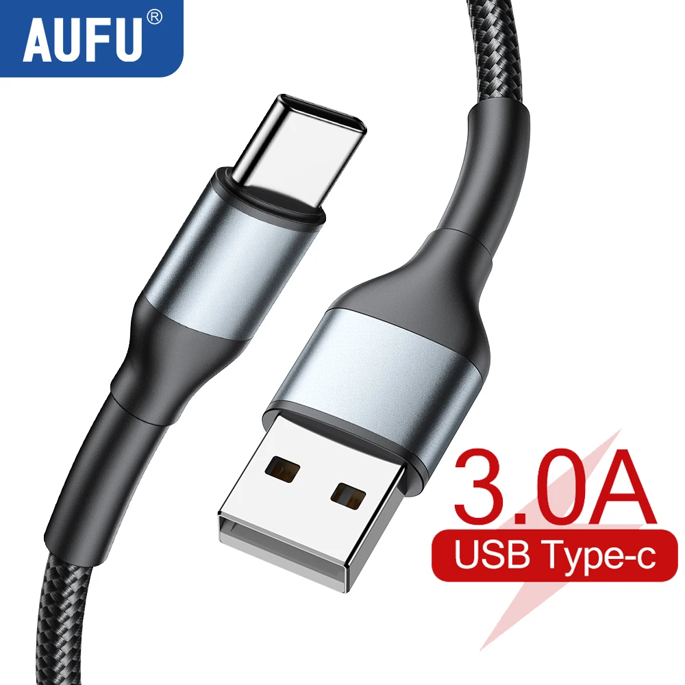 

AUFU USB Type C Cable 3A Fast Charging TypeC Charger Mobile Phone Data Cord For Realme Xiaomi Samsung Huawei Realme Poco Oneplus