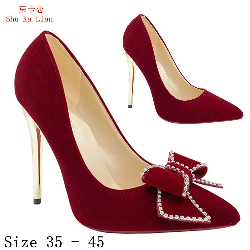 

High Heels Women Pumps 12 CM High Heel Shoes Stiletto Woman Party Wedding Shoes Kitten Heels Plus Size 35 - 45