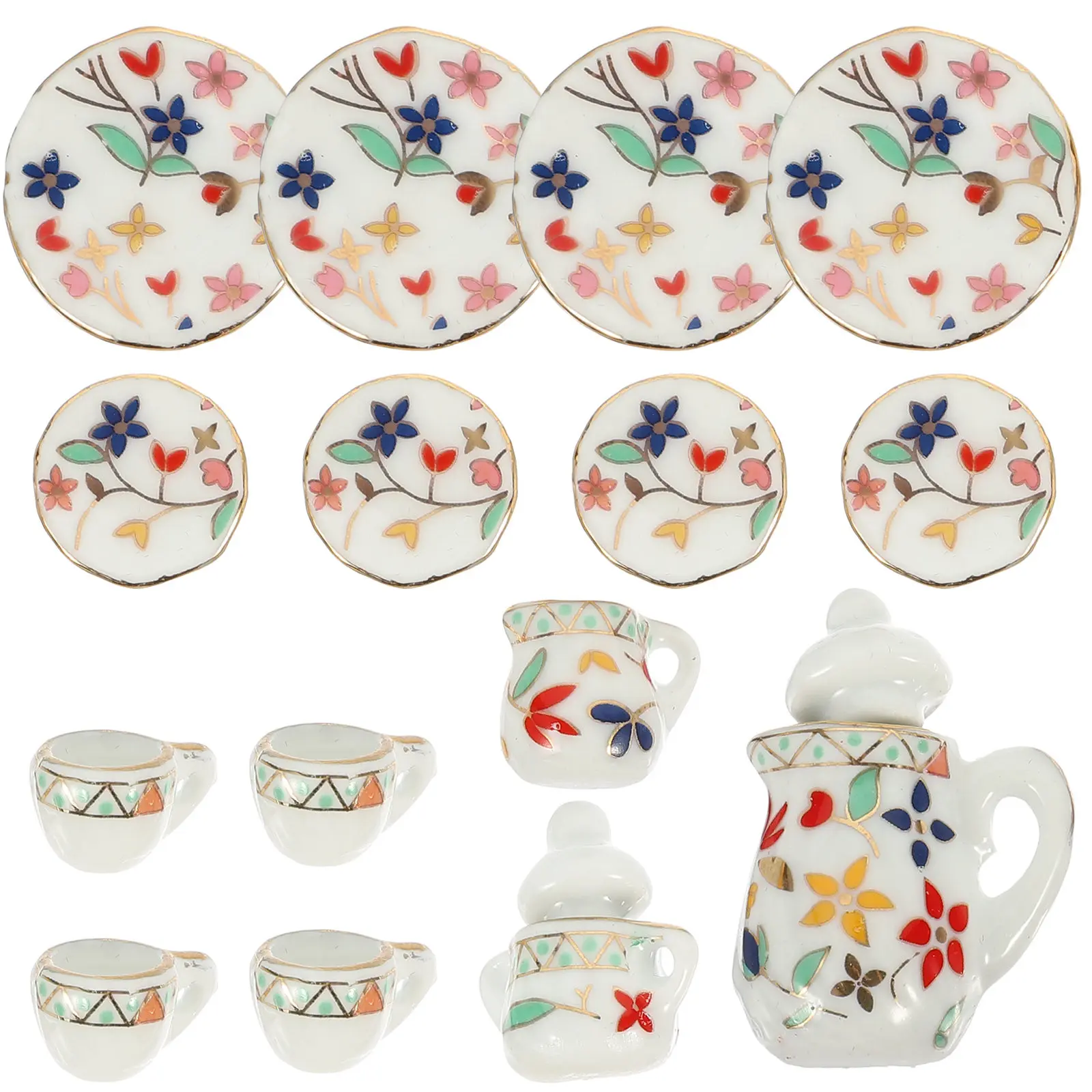 

1Set Mini Ceramic Tea Set Delicate Miniature Tea Cup Set Dollhouse Accessory Tiny Home Decoration Miniature Kitchen Accessory