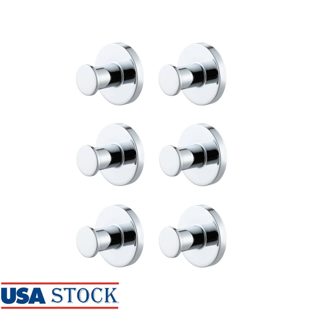 

Современный круглый крючок для ванны, хромированный, 6 шт., настенное крепление, прочный, устойчивый к ржавчине, простая установка, аксессуар для ванной комнаты и кухни