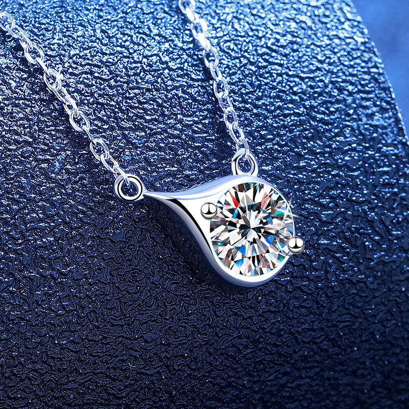 D Color Light Luxury Clavicle Necklace 1ct Women Moissanite PT950 Platinum - PT950 Platinum, Premium Durable Quality