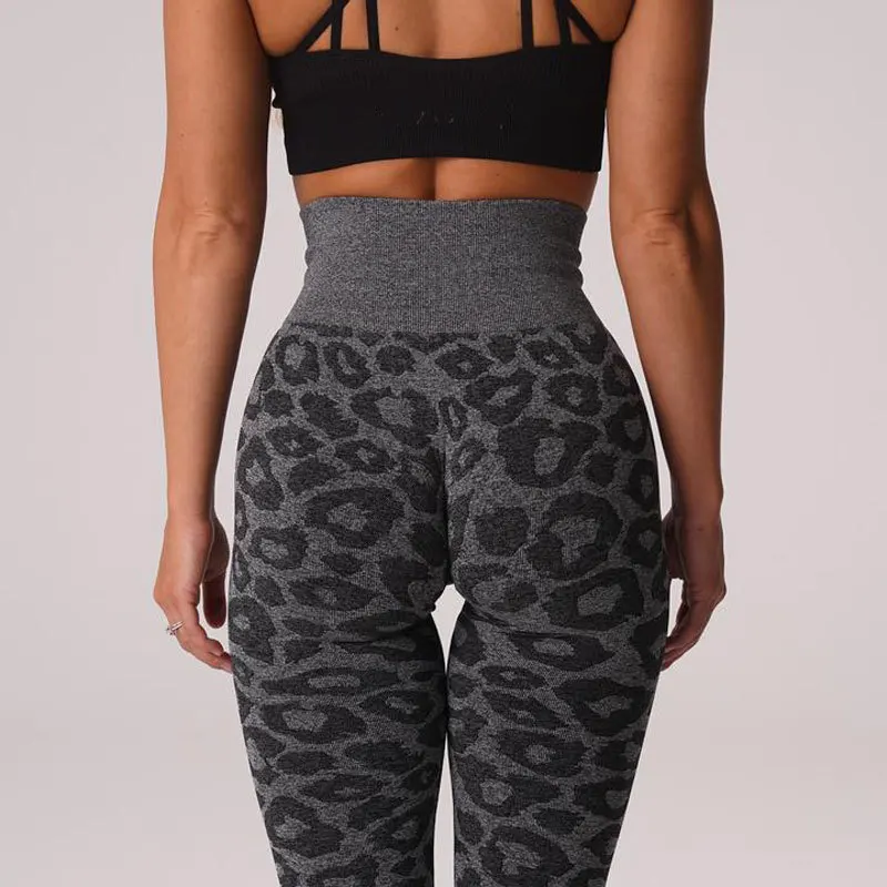 Leopard Print Snowflake Color Nine Point Pants Yoga Leggings Women Pants Gym Sports Waist Seamless Animal Pants Women Clothing