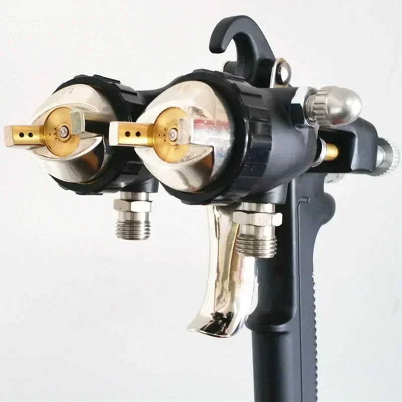 High Quality Double Head Spray Gun Nano Chrome Painting Dual Head Pneumatic Sprayer Hot On Sales Double Nozzle Spray Gun