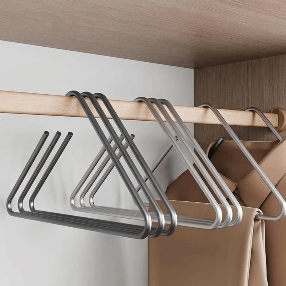 

5PCS Multi-Function Non Slip Triangle Coat Hangers Sturdy Rust-Proof Wardrobe Hanger Space-Saving Metal Drying Rack Bedroom