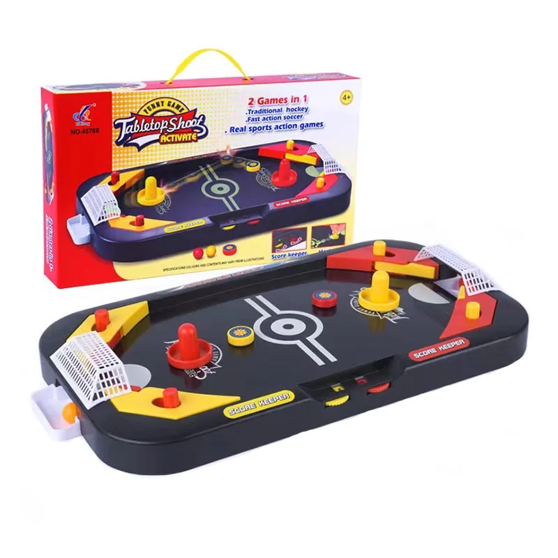 2 in 1 Ice Air Hockey Game Table Desktop Battle Hockey Game Mini Desktop Battle Children's Educational Interactive Toy Kids Gift