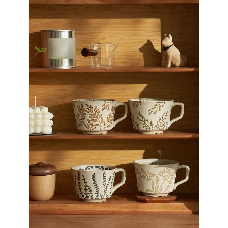 

Retro coffee cup set, large capacity water cup, one person and one color teacup.