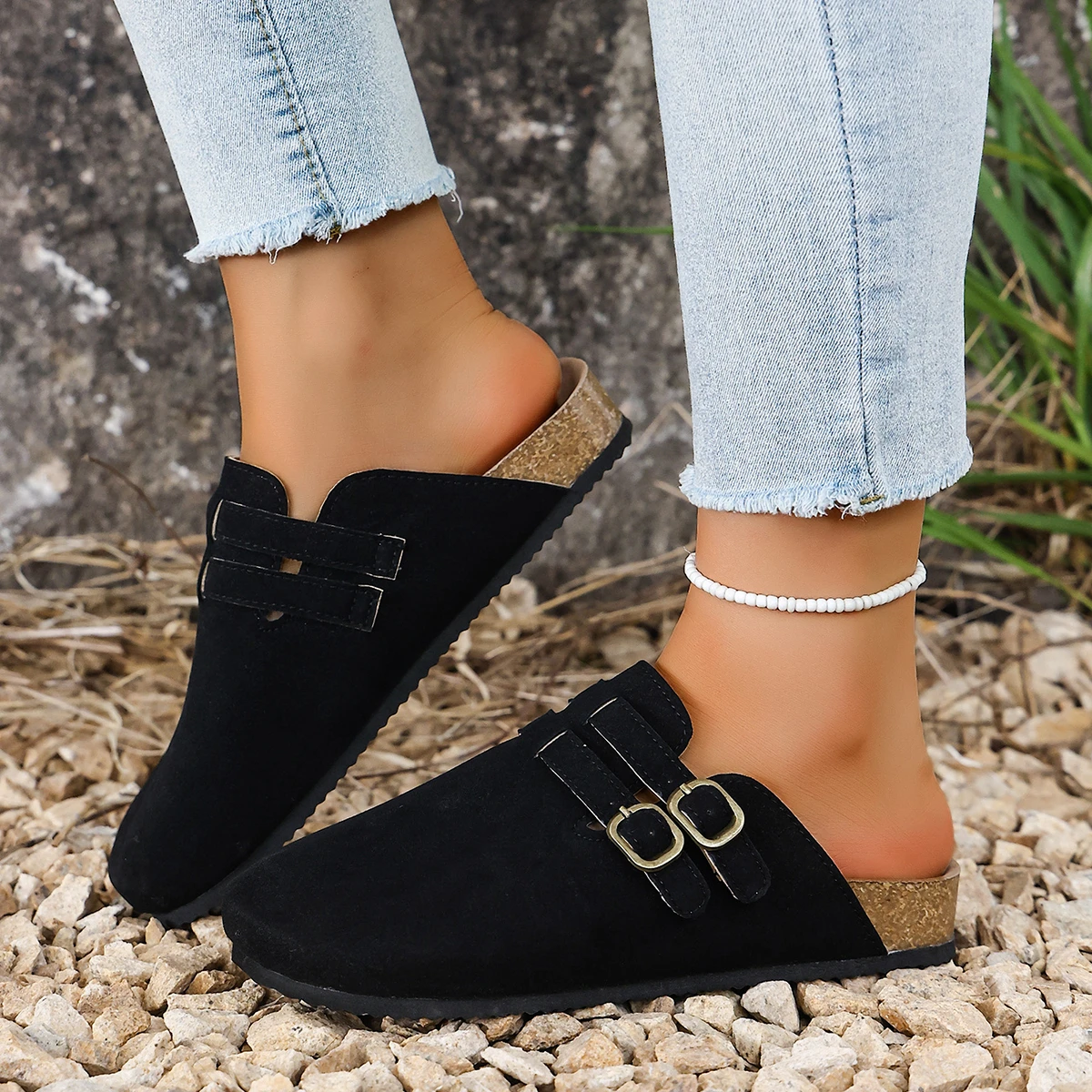 

Весенне-летние новые элегантные повседневные тапочки Baotou для женщин, модные туфли с круглым носком, сексуальные и удобные туфли на плоской подошве.