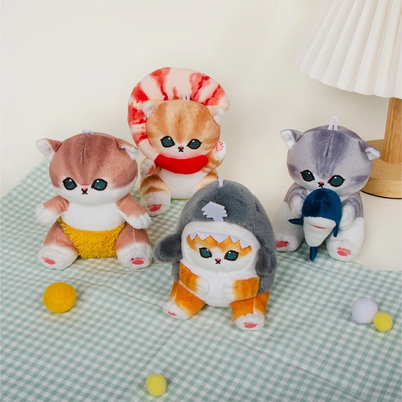 

Официальный плюшевый брелок Mofusand Shark Cat, милая мягкая кукла Kawaii Kitty, игрушка, подарок на день рождения для девочек