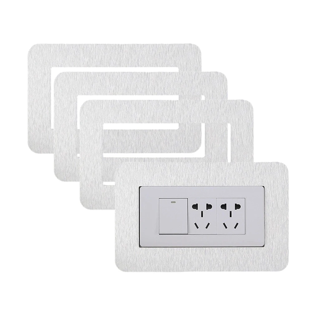 4Pcs Self-Adhesive Switch Protector Frames for Standard Double Switches Smooth Edge Design and Long-Lasting Resin Construction