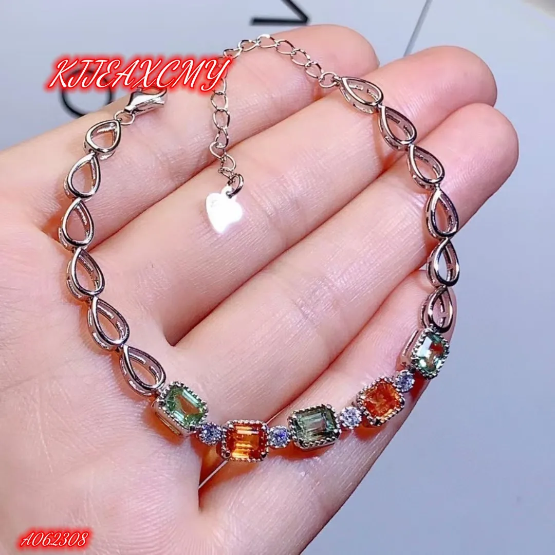 

KJJEAXCMY Brand Boutique Jewelry 925 Sterling Silver Colorful Sapphire Women's Colorful Gemstone Luxury Bracelet Girl Handmade