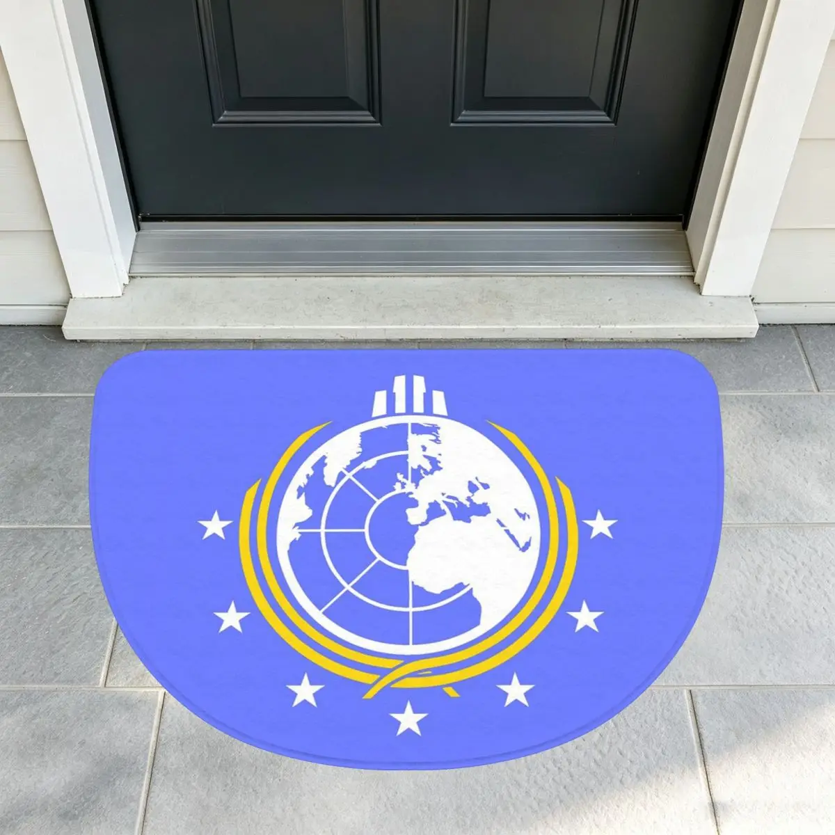 Into Hell Liberty Diving Earth For Super Flannel Half Round Doormat Non Slip Bathroom Mat Absorbent Floor Carpet for Living Room
