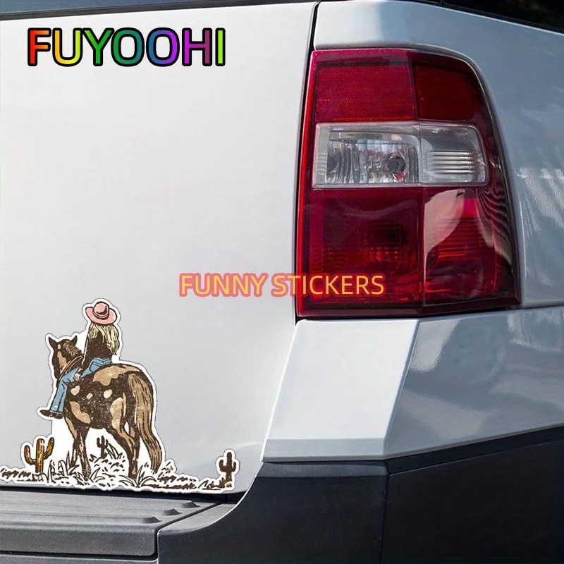 FUYOOHI Riding Girls Car Sticker Decal Vehicle Keep Distance Bumper Sticker Cover Car Scratch Fun Stickers For Men Women