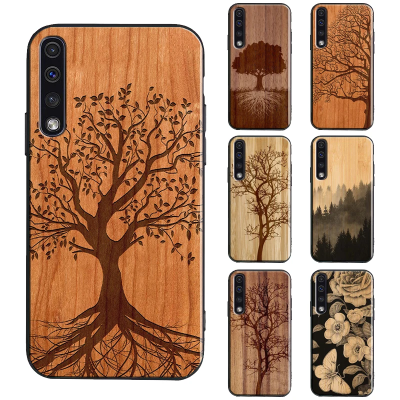 Tree Flower Bamboo Wood Phone Case For Samsung A12 A32 A52 A72 A50 A70 A51 A71 A11 A31 A02 A10 A20 A30 S A20e A21S