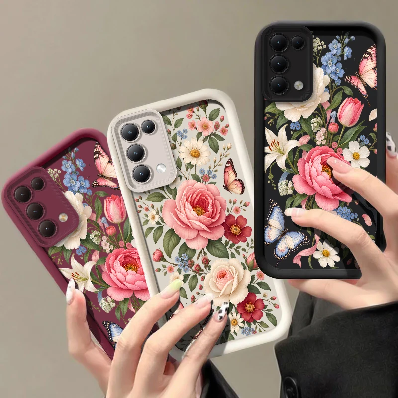 Flowers Butterflies Phone Case For OPPO Realme 9 Pro 8i 6i 5s 5i GT Master NEO V5 V13 V23i Lens Protect Soft Silicone Cover Capa