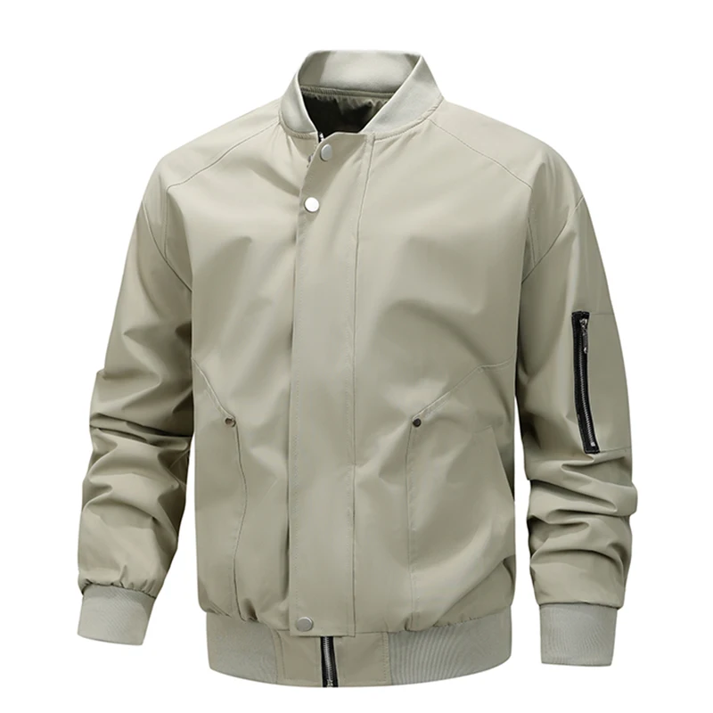 

Men Jacket Solid Color With Zipper Windproof Fashion Men's Coat Outdoor Sports Street Casual Style Men's Top Jacket Men's Coat