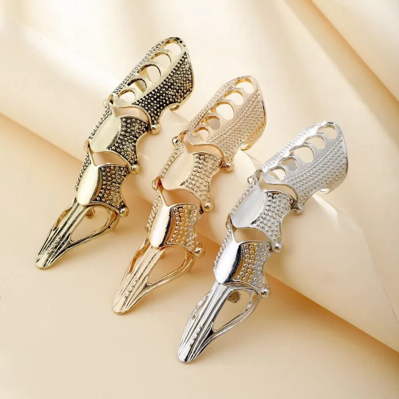 12pcs/Lot Punk Big Alloy Ring Man Rock Scroll Joint Armor Knuckle Metal Full Finger Claw Rings Halloween Cosplay Jewelry Woman