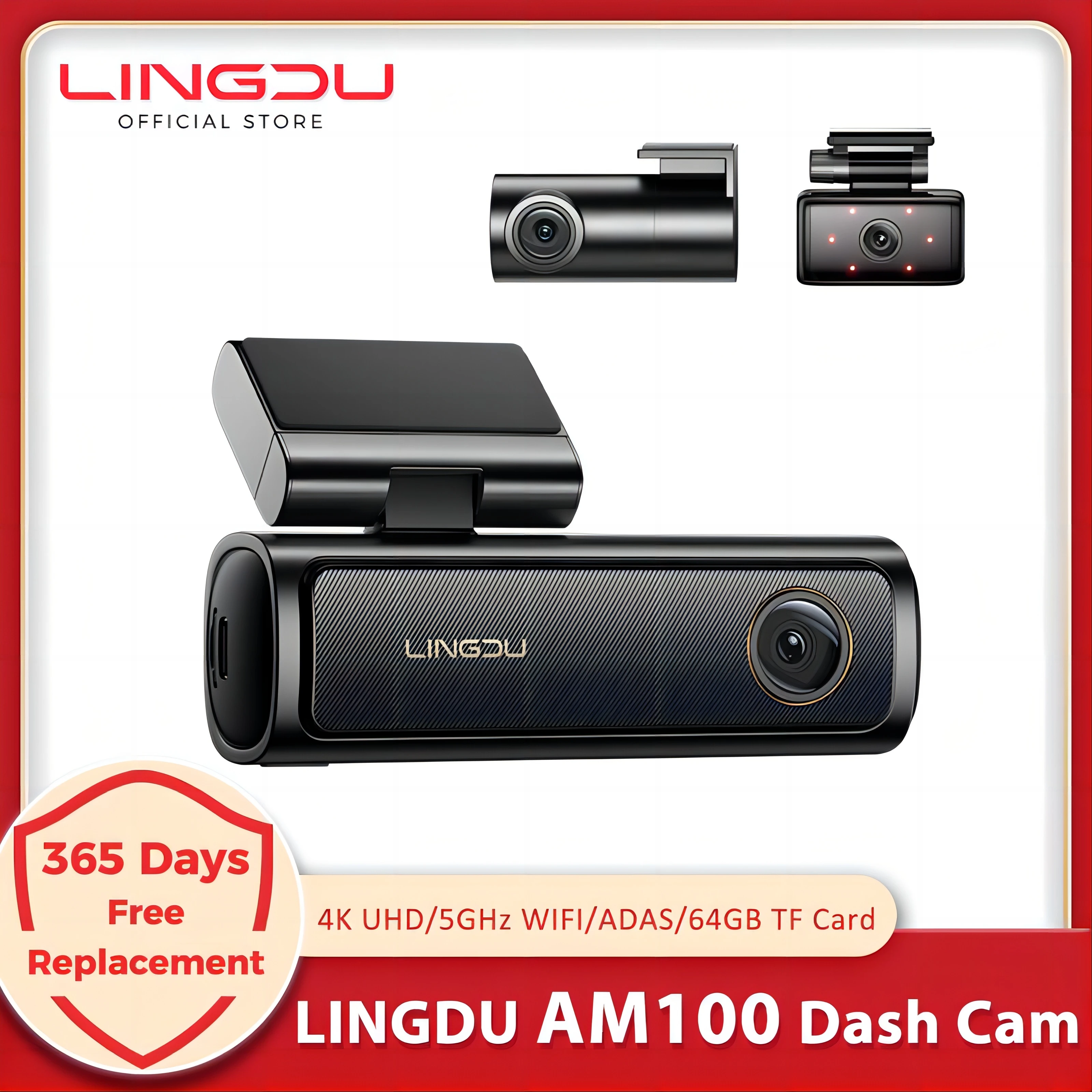 

LINGDU Dash Cam AM100 UHD 4K Built-in GPS ADAS Car Camera 24H Parking Motion Front Cam 150FOV Car DVR WIFI & App Control 블랙박스