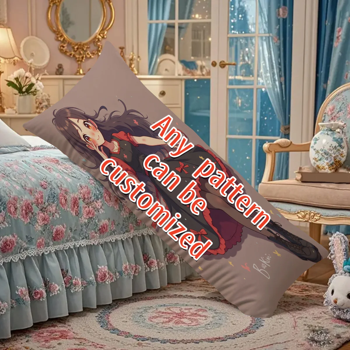 1 customized photo long pillow 20x54 inches soft plush polyester fiber, can print your own photos _ Text, single-sided printing