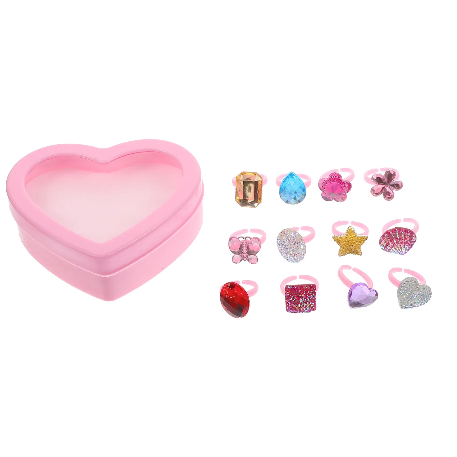 Children's Ring Girl Toys Girls Jewelry Little Exquisite Plastic Dress up Rings Decorative Rhinestones